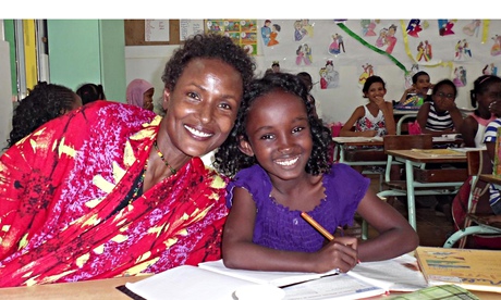 Waris Dirie visits Safa Idriss Nour at her school in Djibouti.