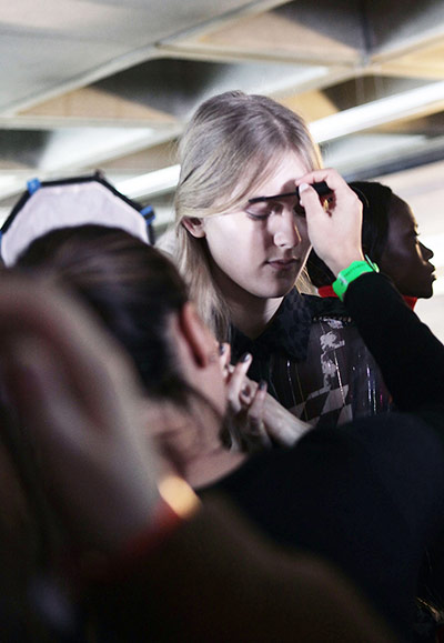 LFW Backstage at Preen: Backstage at Preen by Thornton Bregazzi at London fashion week show 