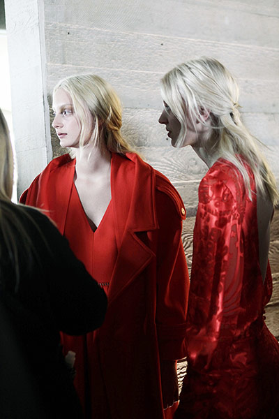 LFW Backstage at Preen: Backstage at Preen by Thornton Bregazzi at London fashion week show