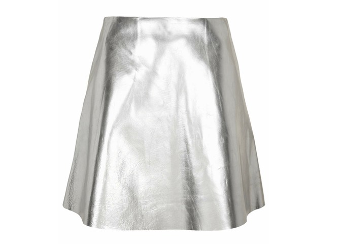 Metallics: Metallics - silver leather pelmet skirt by Topshop Unique