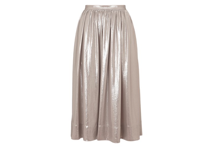 Metallics: Metallics - shiny silver below knee skirt by Whistles