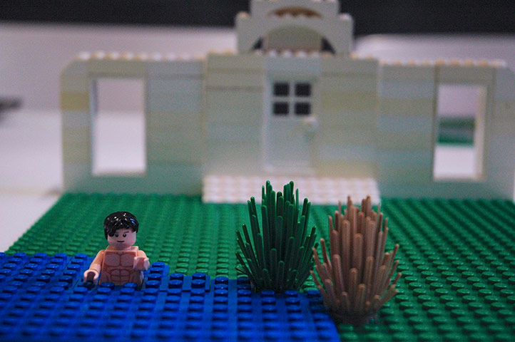 Lego scenes: Mr Darcy leaving the lake