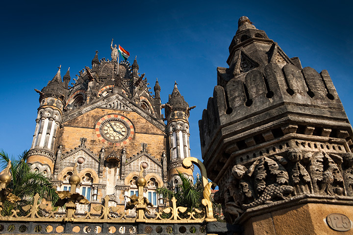 Two terminals in Mumbai: The exterior's stone facade is covered with sculptures executed under the g