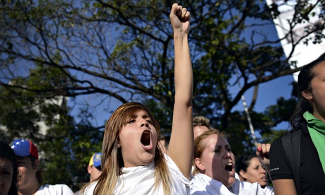 Anti-government students in Caracas