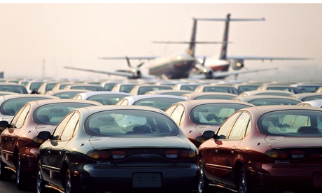 Cars parked at an airport