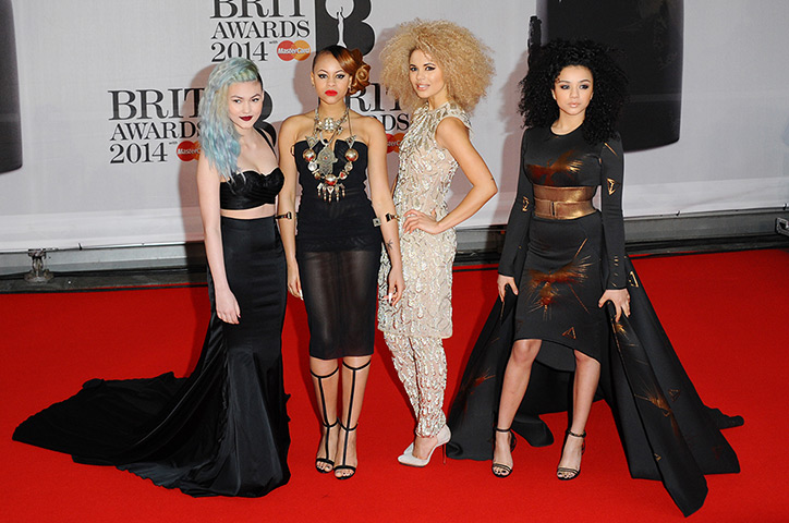 Brit Awards red carpet: Neon Jungle's Asami Zdrenka, Amira McCarthy, Shereen Cutkelvin and Jess Plummer