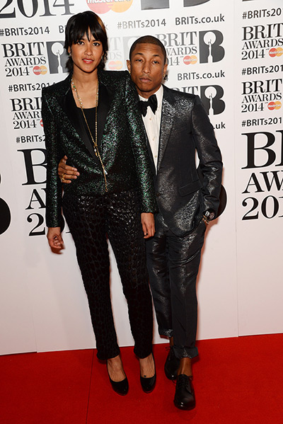 Brit Awards red carpet: Pharrell Williams and his wife Helen Lasichanh