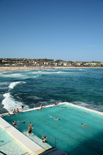 Australia costal: Australia: View of Bondi beach and swimming pool from the Bondi Icebergs