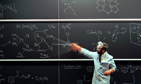 Lecturing scientist waving a pointer
