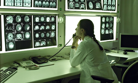 doctor looking at medical data