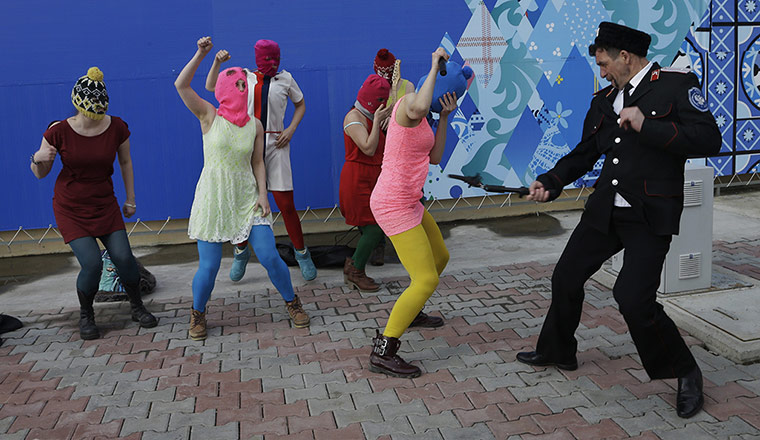 20 Photos: Pussy Riot are whipped by a Cossack militiaman in Sochi