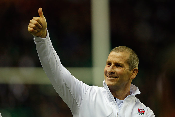 England v Ireland: Stuart Lancaster gives a thumbs up to the crowd