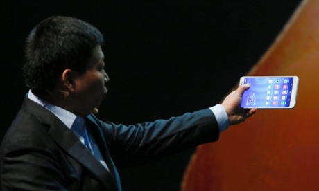 Huawei CEO Richard Yu shows the MediaPad X1, a 7in phablet. It might do well in China - but what about Europe?