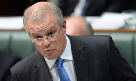Immigration minister Scott Morrison speaks during question time in the House of Representatives at Parliament House in Canberra, Tuesday, Feb. 25, 2014.