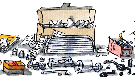 Benoit Jacques illustration for Tim Dowling column on classic car