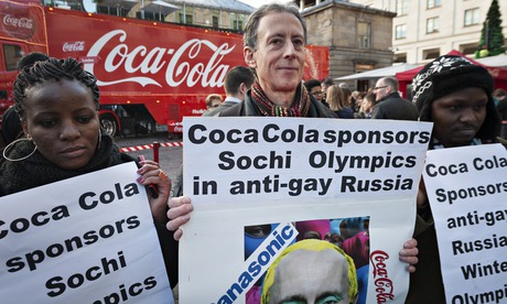 Peter Tatchell takes part in a demonstration in Covent Garden, London, against Russia's anti-gay law