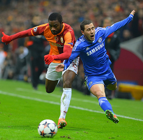 galatasary v chelsea: Eden Hazard and goalscorer Chedjou 