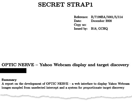 Documento interno del GCHQ riguardante le chat video di Yahoo. Fonte: The Guardian