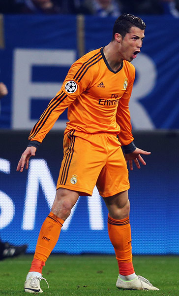 madrid drubbing:  Cristiano Ronaldo of Madrid celebrates his team's sixth goal 