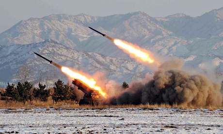 Missile-firing drill at an undisclosed location in North Korea. 