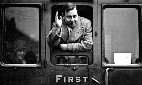 the writer JB Priestley on a train at Waterloo in 1931 