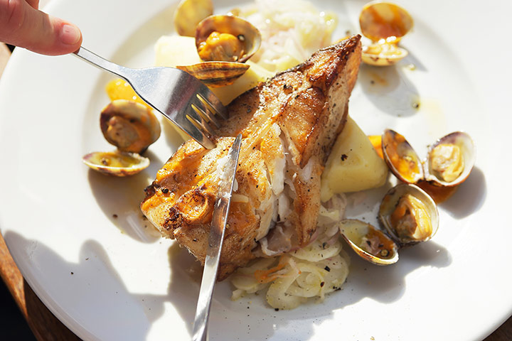 Turbot fishing gallery: The firm white flesh of the turbot comes away in large chunks