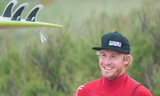 Andrew Cotton seen smiling in October 2013 in Nazare, Portugal.