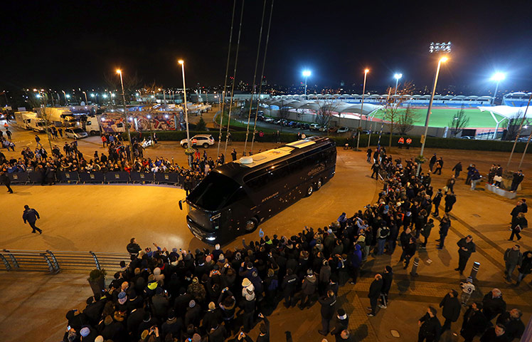 City v Chelsea: Manchester City team bus