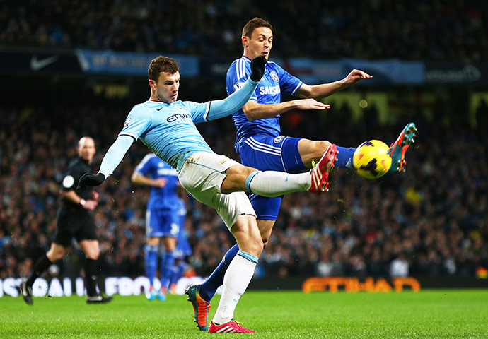 City v Chelsea: Edin Dzeko and Nemanja Matic