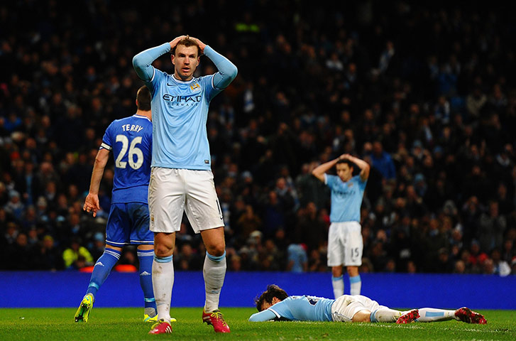 City v Chelsea: David Silva sends a shot squirming