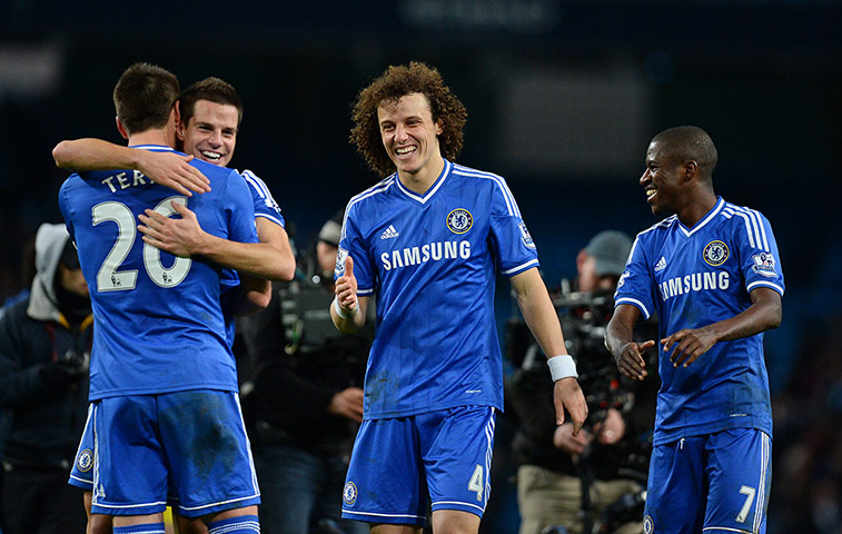 City v Chelsea: David Luiz celebrates