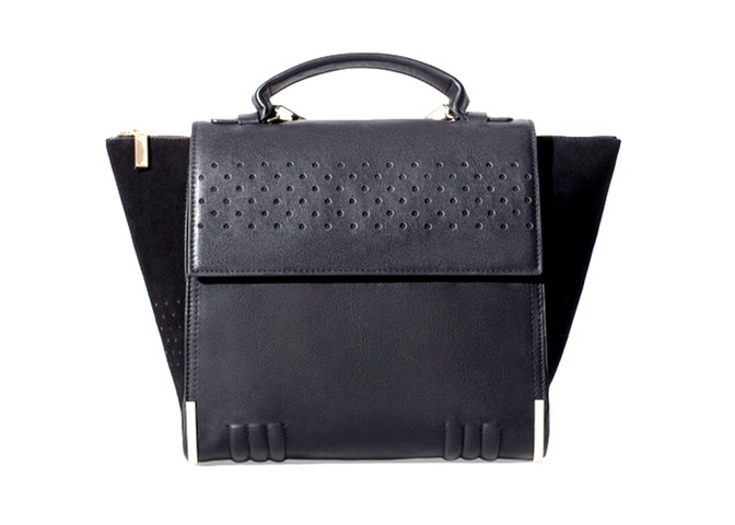 20 affordable handbags: Affordable handbags - black suede structured perforated tote by Zara
