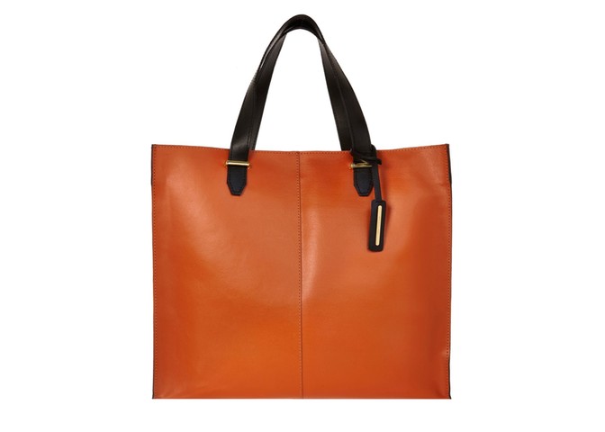 20 affordable handbags: Affordable handbags - tan leather tote with black handles by river island