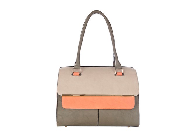 20 affordable handbags: Affordable handbags - beige grey and peach bag by warehouse