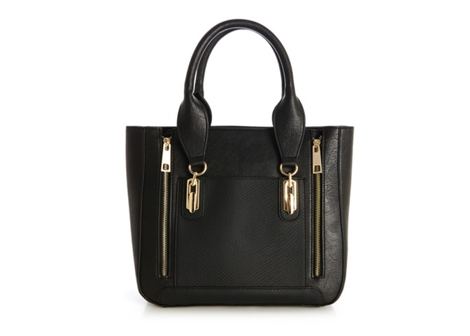20 affordable handbags: Affordable handbags - black with double gold zip detail by warehouse