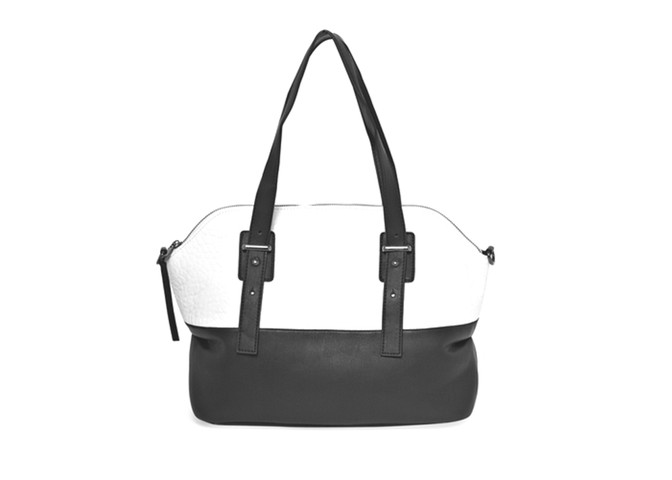 20 affordable handbags: Affordable handbags - half white half black bag by French Connection