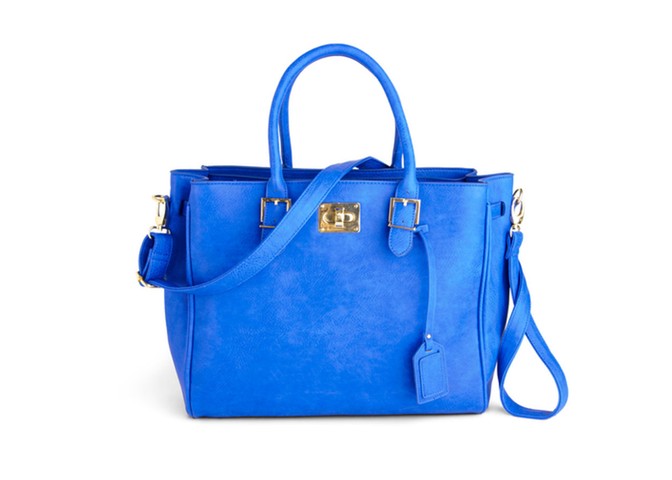 20 affordable handbags: Affordable handbags - blue faux leather big bag by ModCloth