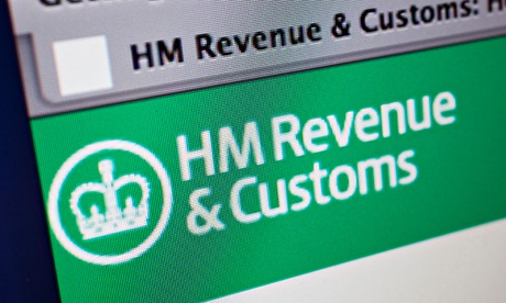 Computer screen showing the website for HM Revenue and Customs who deal with tax and VAT etc.