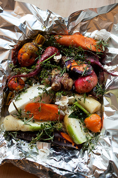 Bruno Loubet's root vegetables with wood pigeon