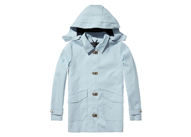 Chic raincoats: baby blue hooded raincoat by Scotch-Soda