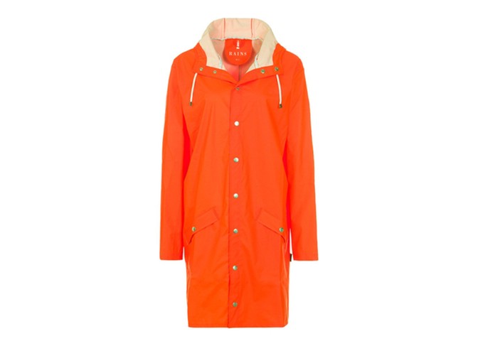 Chic raincoats: bright orange waterproof coat by Rains