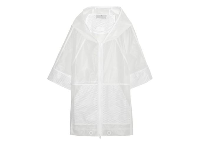 Chic raincoats: white mesh transparent coat by adidas by stella mccartney