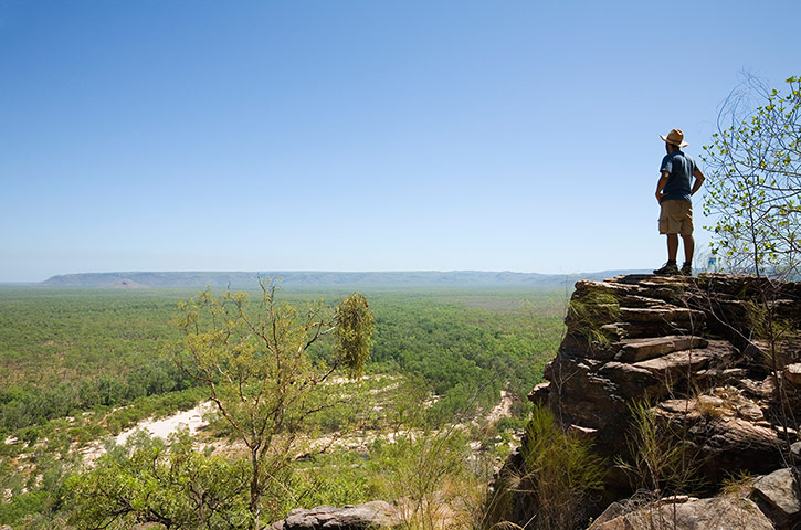 Australia nature gallery: Australia2014: Hiker looking over Kakadu from Jim Jim Falls escarpment