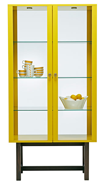 Interiors: yellow: Ikea Stockholm glass-door cabinet