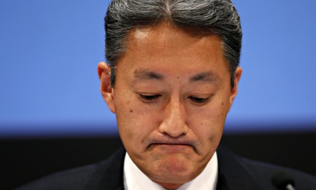 Sony Corp President and CEO Hirai attends a news conference at the company's headquarters in Tokyo