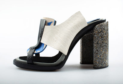 UAL gallery: Hollie Amber, white womens high sandal, MA fashion footwear