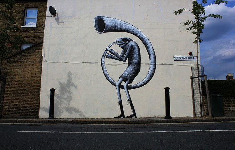 Phlegm murals: Phlegm mural, Goodrich road, Dulwich, London