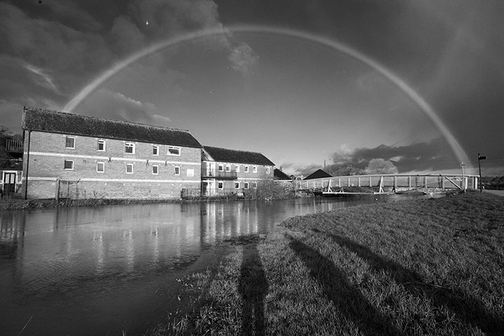 Somerset floods: The river Parrett in Langport
