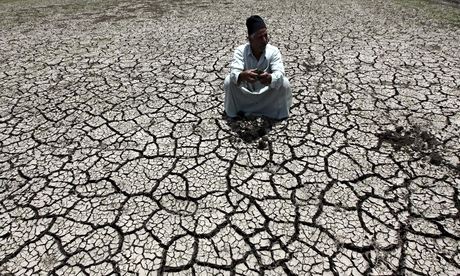 An Egyptian farmer on cracked soil