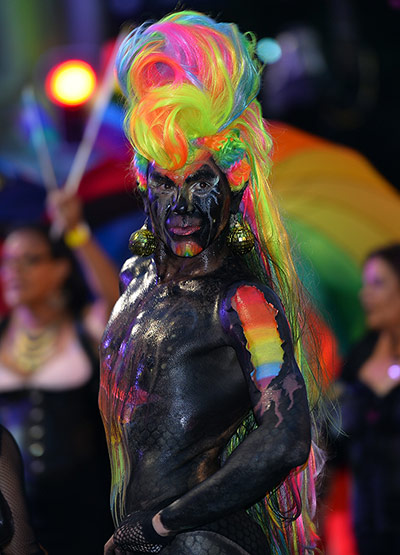 Mardi Gras: A participant marches during the Sydney'